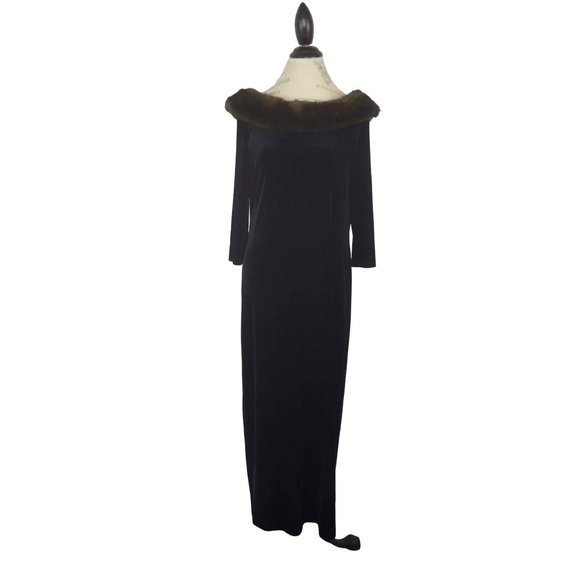 Jessica Howard Dresses Vintage Jessica Howard Black Velour Faux Fur